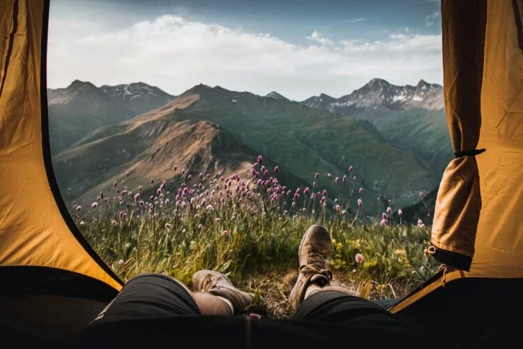 Blick aus dem Camping Zelt